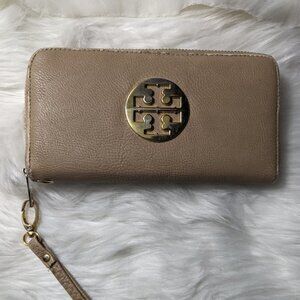 Tory Burch Leather Continental Wallet Gray